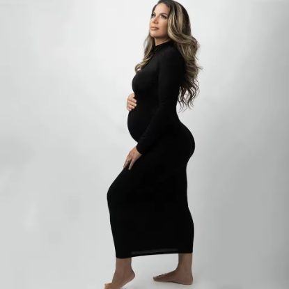 Noémie Turtleneck Slim-Fit Maternity Maxi Dress