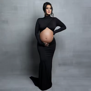 Vivienne Turtleneck Belly-Cutout Bodycon Maternity Dress