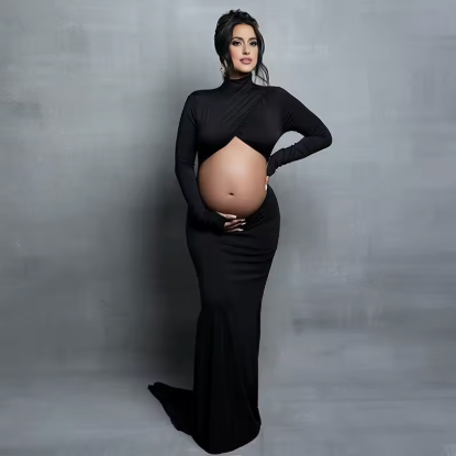 Vivienne Turtleneck Belly-Cutout Bodycon Maternity Dress