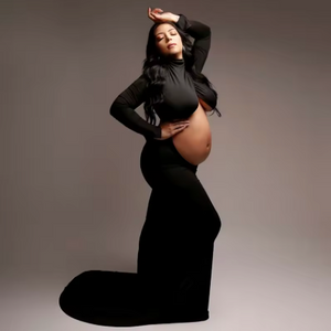 Vivienne Turtleneck Belly-Cutout Bodycon Maternity Dress