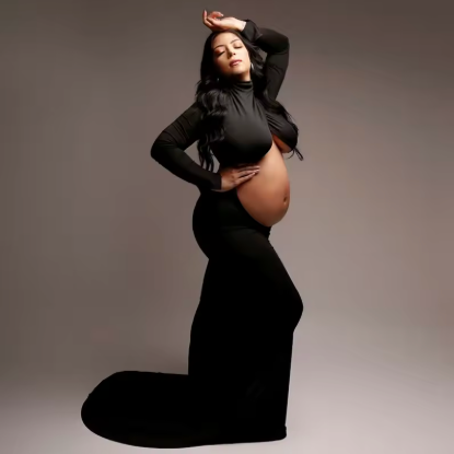 Vivienne Turtleneck Belly-Cutout Bodycon Maternity Dress