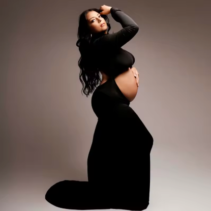 Vivienne Turtleneck Belly-Cutout Bodycon Maternity Dress