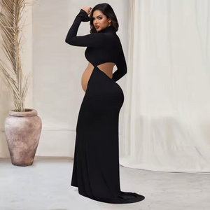 Vivienne Turtleneck Belly-Cutout Bodycon Maternity Dress