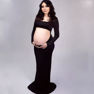Léonie Square-Neck Bodycon Maternity Maxi Dress