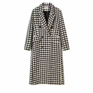 Noëlle Houndstooth Relaxed Lapel Wool Coat