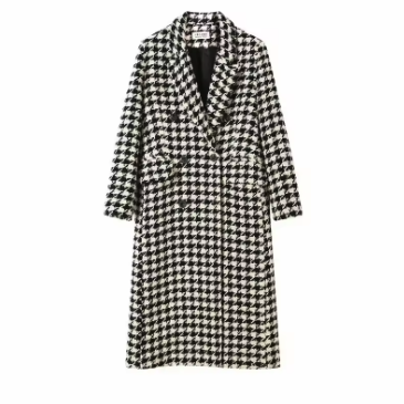Noëlle Houndstooth Relaxed Lapel Wool Coat