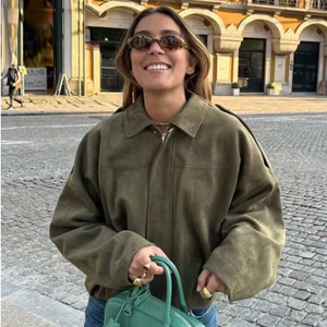 Gaby Cropped Suede Bomber Jacket