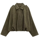 Gaby Cropped Suede Bomber Jacket
