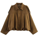 Gaby Cropped Suede Bomber Jacket