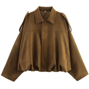 Gaby Cropped Suede Bomber Jacket