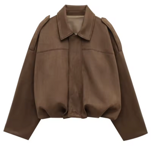 Gaby Cropped Suede Bomber Jacket