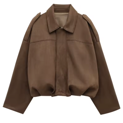 Gaby Cropped Suede Bomber Jacket