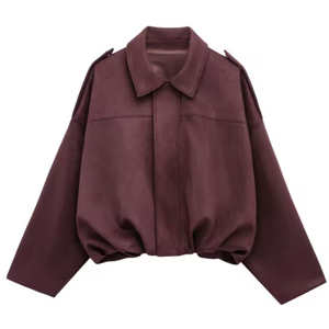 Gaby Cropped Suede Bomber Jacket