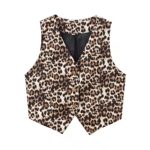 Léone Leopard Print V-Neck Vest