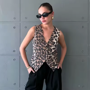 Léone Leopard Print V-Neck Vest