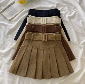 Colette Belted Pleated Mini Skirt