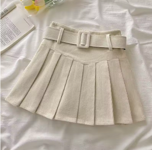 Colette Belted Pleated Mini Skirt