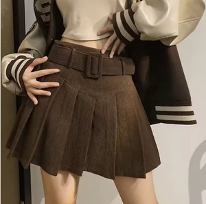 Colette Belted Pleated Mini Skirt