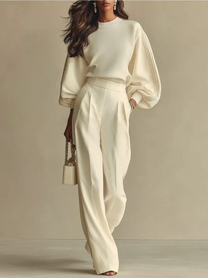 Céleste Textured Knit Crew Neck Two-Piece Set