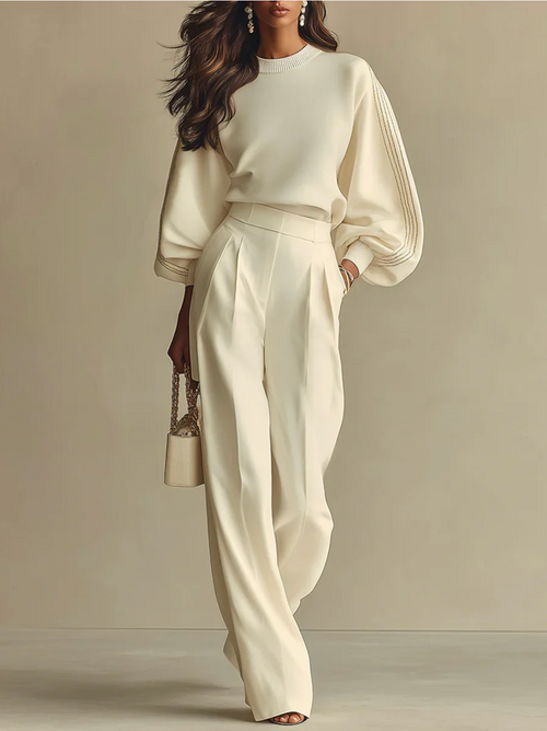 Céleste Textured Knit Crew Neck Two-Piece Set