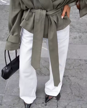 Odette Belted Drop Shoulder Cropped Trench Coat