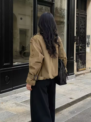 Hailey Funnel Neck Utility Cropped Trench Jacket
