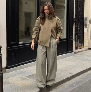 Hailey Funnel Neck Utility Cropped Trench Jacket