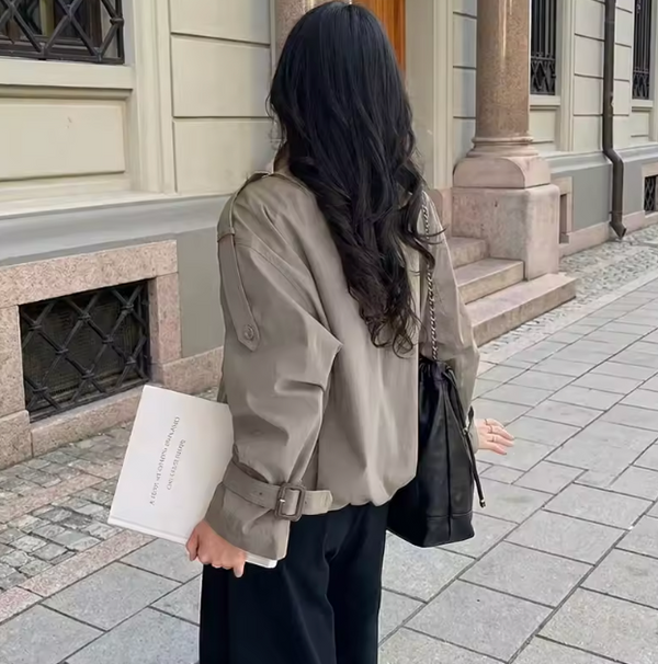 Hailey Funnel Neck Utility Cropped Trench Jacket