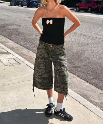 Jade Camo Longline Cargo Short