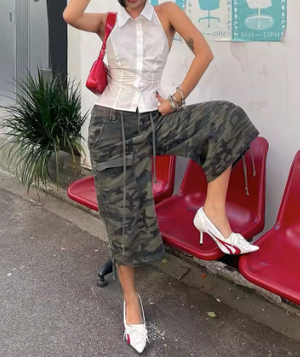 Jade Camo Longline Cargo Short