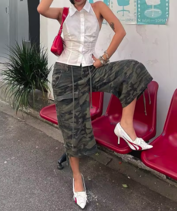 Jade Camo Longline Cargo Short