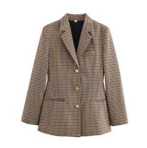 Isabelle Houndstooth Shoulder Pad Blazer