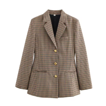 Isabelle Houndstooth Shoulder Pad Blazer