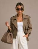 Margot Vintage Double-Breasted Cropped Trench Jacket