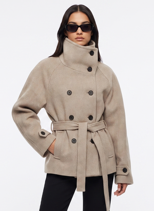 Esther | Women's Belted Funnel Neck Coat