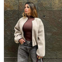 Adèle Cropped Fleece Bomber Jacket