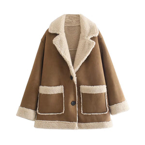 Noémie Faux Shearling Contrast Panel Jacket
