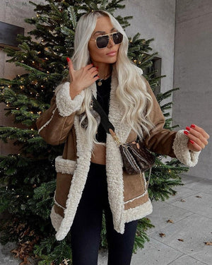 Noémie Faux Shearling Contrast Panel Jacket