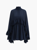 Séraphine Chiffon Ruffle Mock Neck Dress