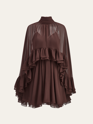 Séraphine Chiffon Ruffle Mock Neck Dress