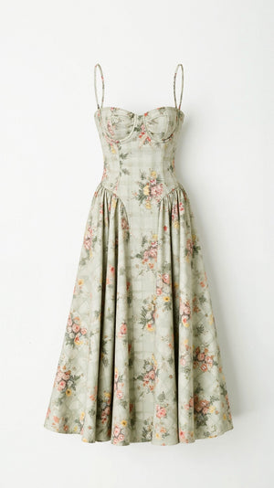 Rosalie Floral Sweetheart Midi Dress