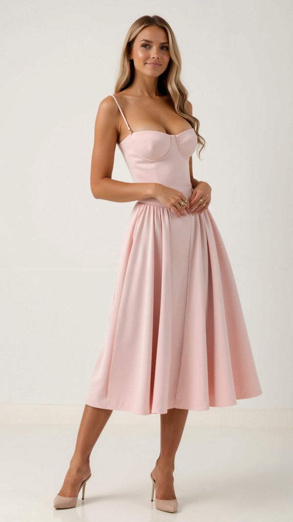 Rosalie Floral Sweetheart Midi Dress