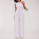 Camille | Women's One Shoulder Draped Tie Waist Wide Leg Jumpsuit