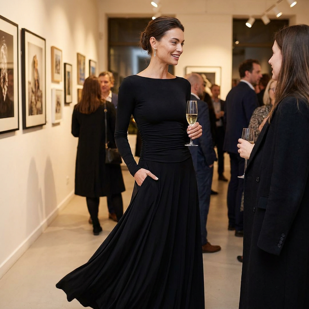 Noir Sculpted Maxi Dress