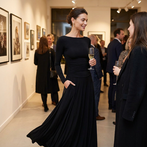Noir Sculpted Maxi Dress