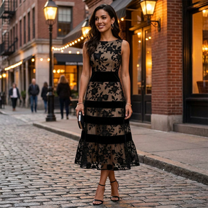 Noir Fleur Lace Midi Dress