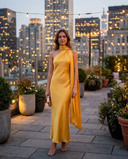 Aurélie Backless Satin Scarf Cocktail Dress