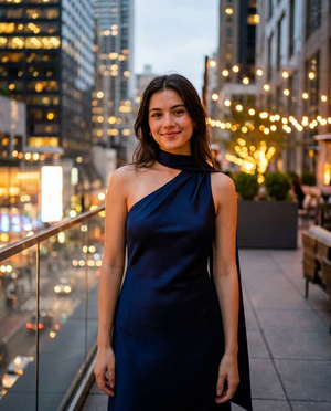 Aurélie Backless Satin Scarf Cocktail Dress