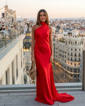 Aurélie Backless Satin Scarf Cocktail Dress
