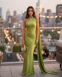 Aurélie Backless Satin Scarf Cocktail Dress